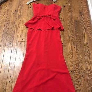 Badgley Mischka strapless peplum dress